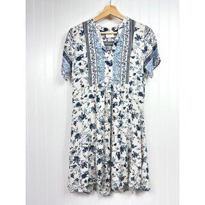 Knox Rose Mini Dress Women's XS Short Sleeve V Neck Above Knee Floral Boho